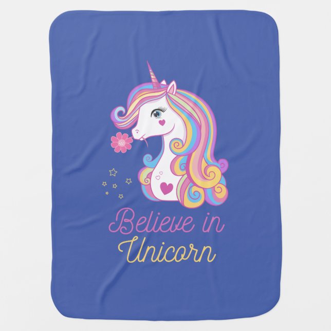 Believe In Magic Unicorn      Baby Blanket (Front)