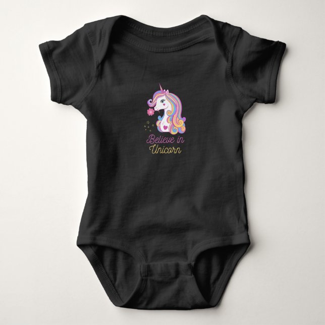 Believe In Magic Unicorn        Baby Bodysuit (Front)