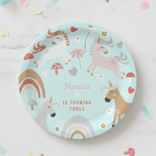 Believe in magic unicorn kids birthday paper plates