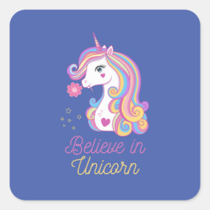 Believe In Magic Unicorn Square Sticker