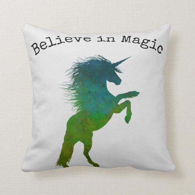 Believe in Magic Unicorn Throw Pillow