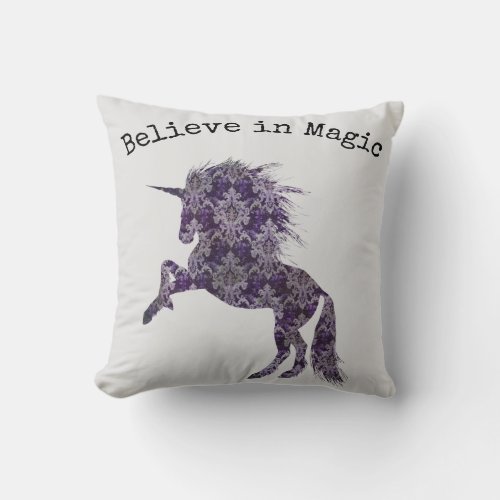 Believe in Magic Unicorn Throw Pillow