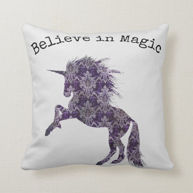 Believe in Magic Unicorn Throw Pillow