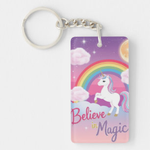 Believe in Magic with Unicorn and Rainbow Keychain