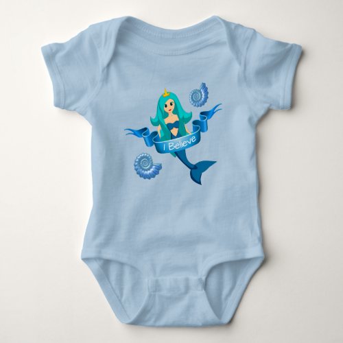 Believe in Mermaid Princess Baby Bodysuit