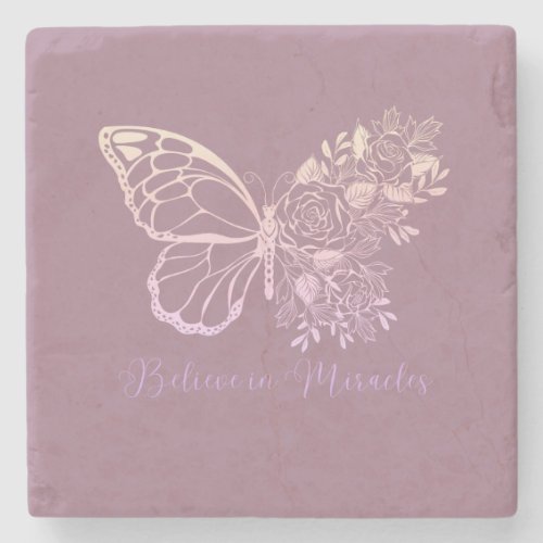 Believe in Miracles Butterfly Marble Stone Coaster