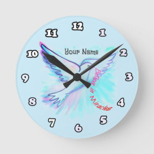 Believe in Miracles Dove Christian Round Clock
