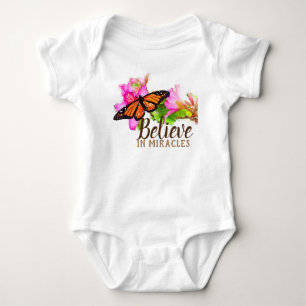 Believe In Miracles Monarch Butterfly and Orchid Baby Bodysuit