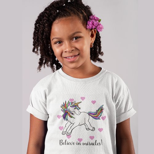 Believe in Miracles Unicorn T_Shirt _ Customize