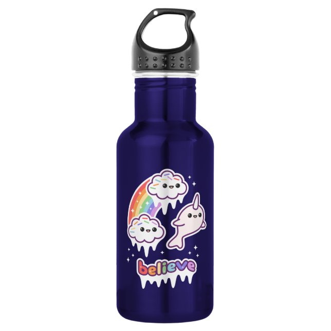 Believe in Narwhals Stainless Steel Water Bottle (Front)