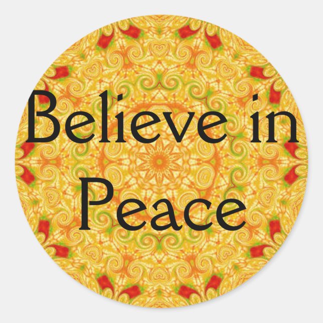 Believe in Peace Classic Round Sticker (Front)