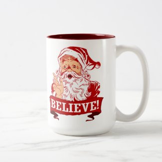 Believe In Santa Claus Two-Tone Coffee Mug
