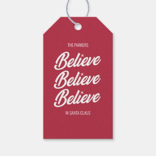 Believe In Santa Editable Gift Tags