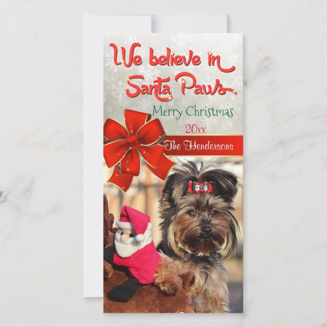 Believe in Santa Paws Photo Holiday Card (Front)