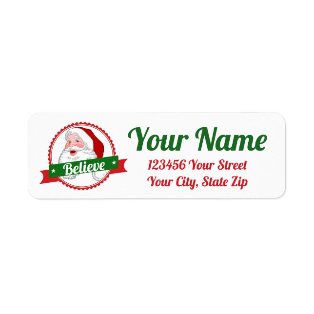 Believe in Santa  Personalize Return Address Label (Front)