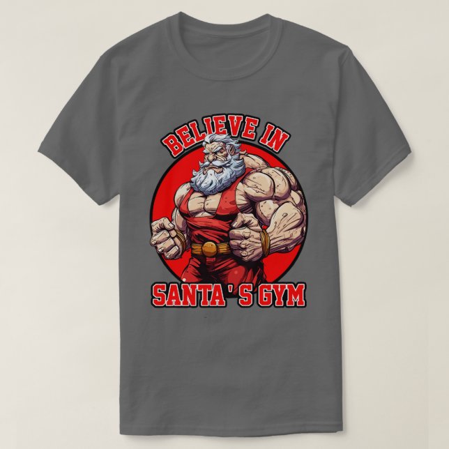 BELIEVE IN SANTAS GYM North Swole Muscle T-Shirt (Design Front)