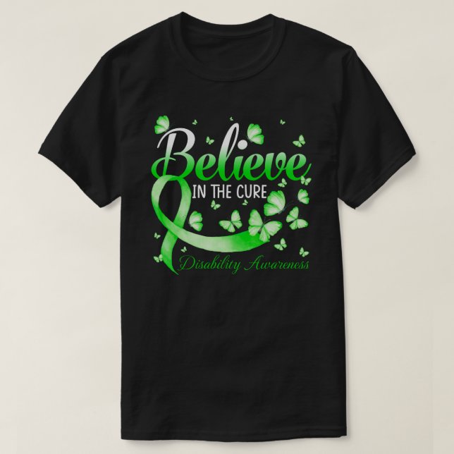 Believe In The Cure Disability Awareness Butterfly T-Shirt (Design Front)