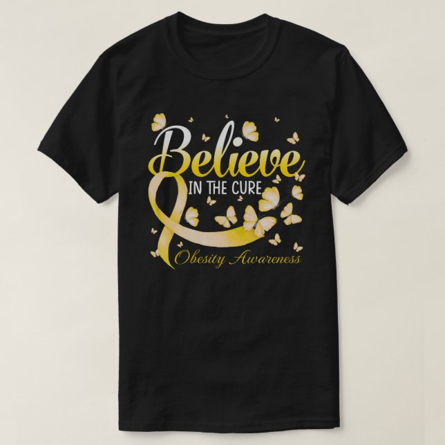 Believe In The Cure Obesity Awareness Butterfly T-Shirt (Design Front)