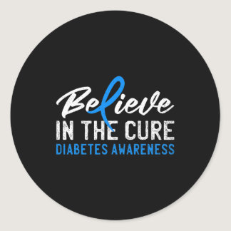 Believe in the Cure T1D Type 1 Diabetes Awareness  Classic Round Sticker