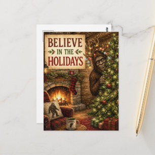Believe in the Holidays Sasquatch Christmas Postcard