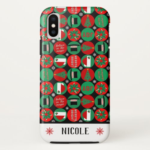 Believe in the Magic  Christmas Pattern iPhone XS Case