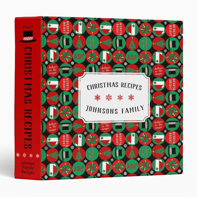 Believe in the Magic – Christmas Pattern -  Recipe 3 Ring Binder (Front/Spine)