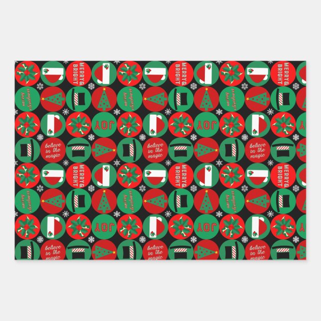 Believe in the Magic – Christmas Pattern Wrapping Paper Sheets (Front)