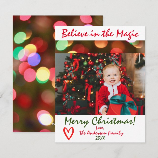 Believe in the Magic Christmas Photo Holiday Card (Front/Back)