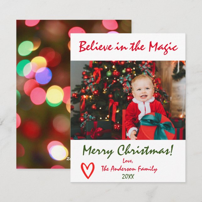 Believe in the Magic Christmas Photo Holiday Card (Front/Back)