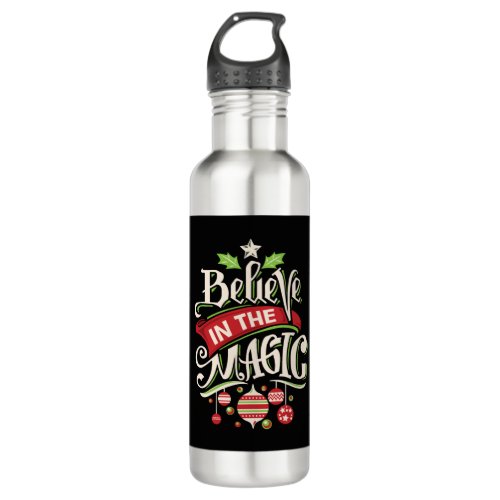 believe in the magic christmas stainless steel water bottle