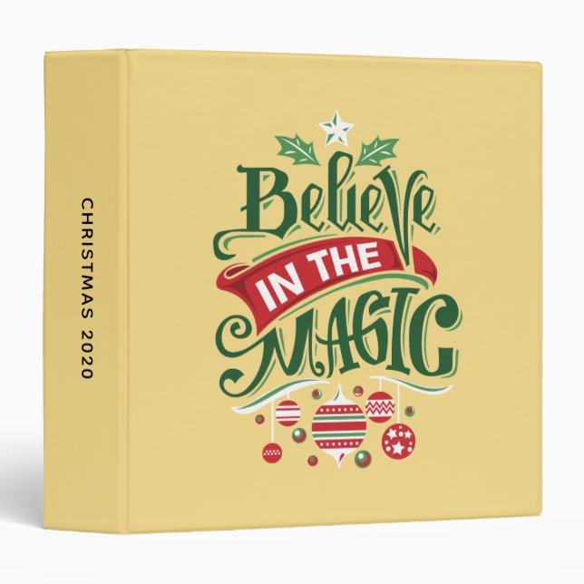 Believe in the Magic Christmas Typography 3 Ring Binder (Front/Spine)