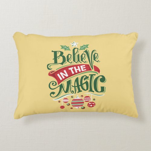 Believe in the Magic Christmas Typography Accent Pillow