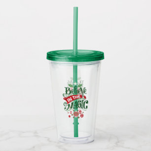 Believe in the Magic Christmas Typography Acrylic Tumbler