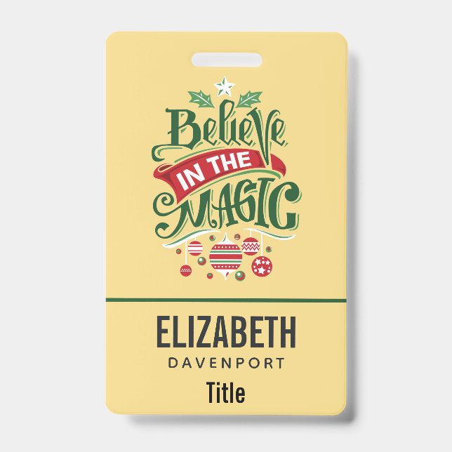 Believe in the Magic Christmas Typography Badge (Front)