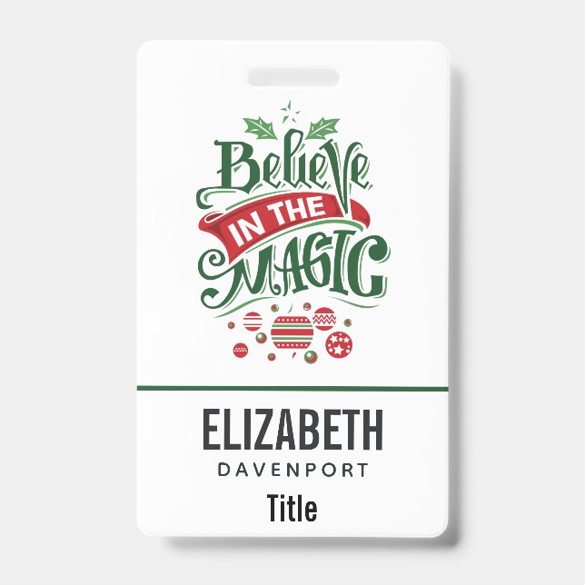 Believe in the Magic Christmas Typography Badge (Front)