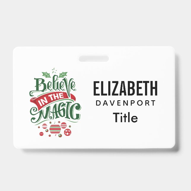 Believe in the Magic Christmas Typography Badge (Front)