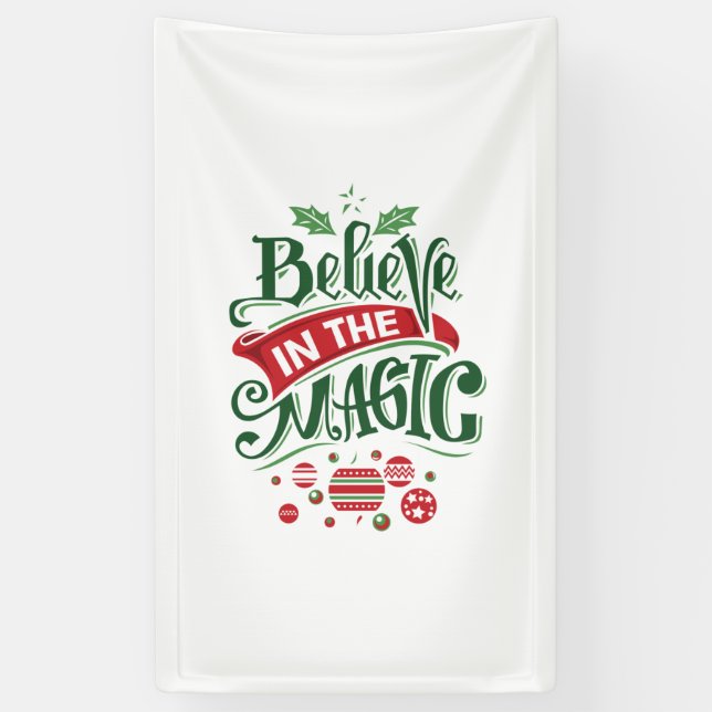 Believe in the Magic Christmas Typography Banner (Vertical)