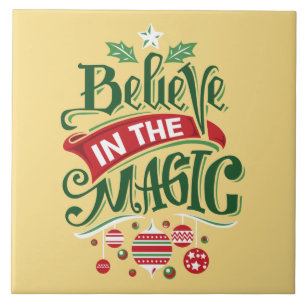 Believe in the Magic Christmas Typography Ceramic Tile