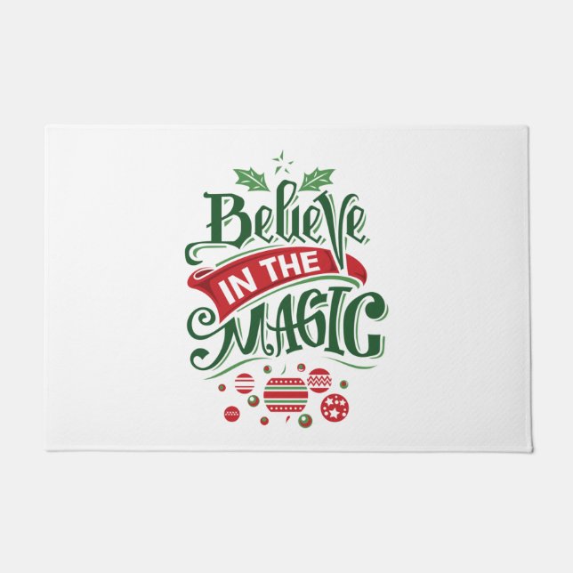 Believe in the Magic Christmas Typography Doormat (Front)