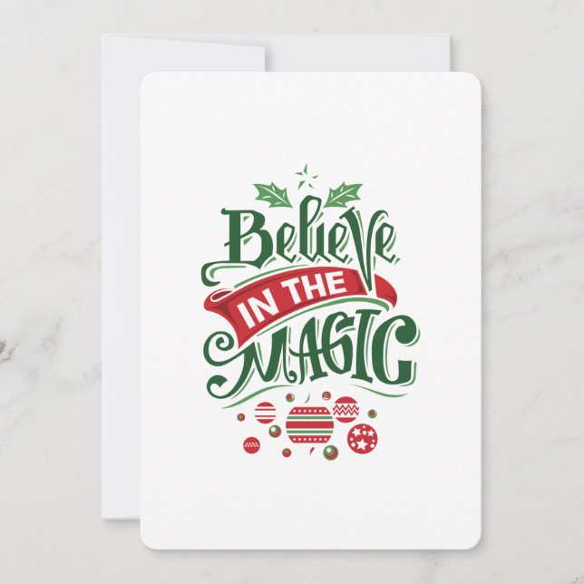 Believe in the Magic Christmas Typography Holiday Card (Front)
