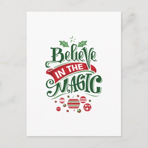 Believe in the Magic Christmas Typography Holiday Postcard