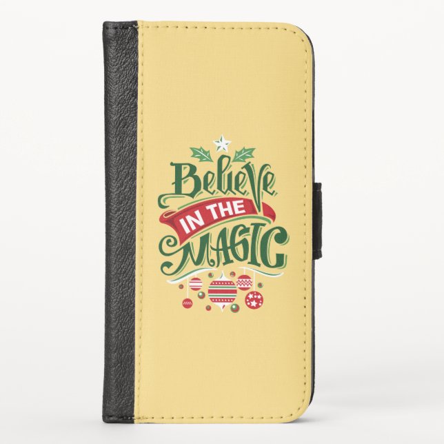 Believe in the Magic Christmas Typography iPhone Wallet Case (Front)