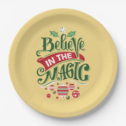 Believe in the Magic Christmas Typography Paper Plates