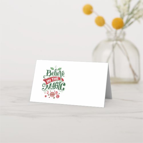 Believe in the Magic Christmas Typography Place Card