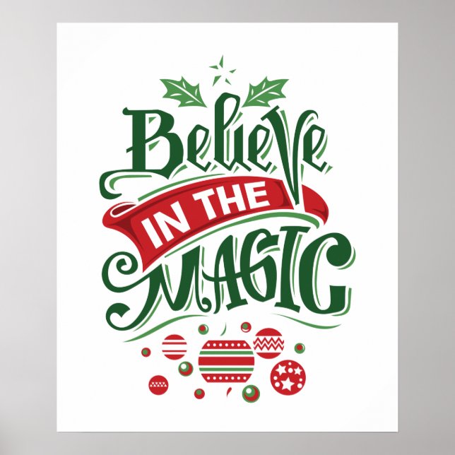 Believe in the Magic Christmas Typography Poster (Front)