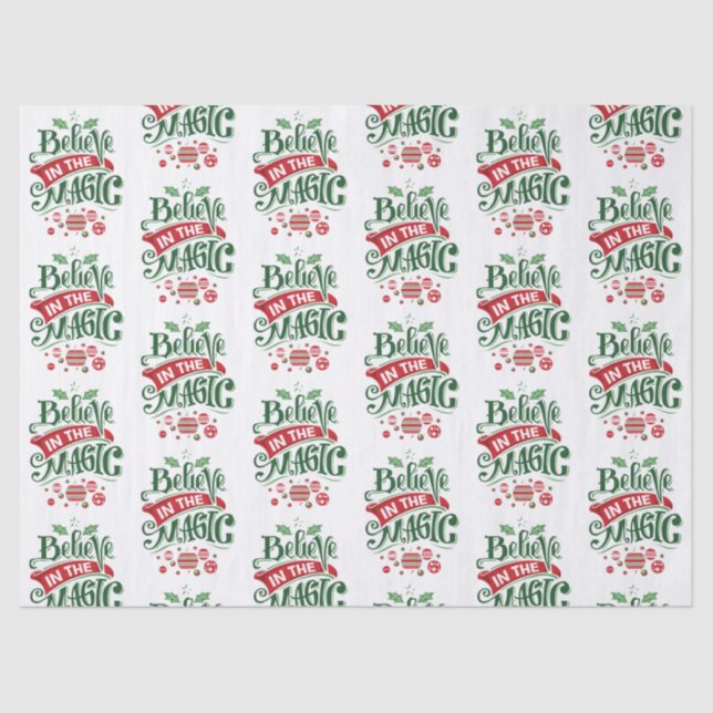Believe in the Magic Christmas Typography Tissue Paper (Front)