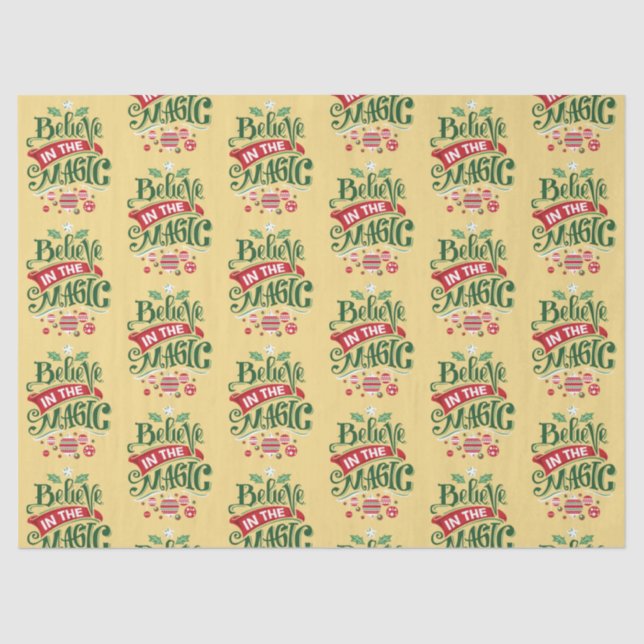 Believe in the Magic Christmas Typography Tissue Paper (Front)