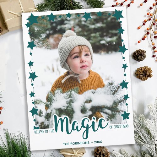 Believe in the Magic Custom Photo Cute Christmas Holiday Postcard