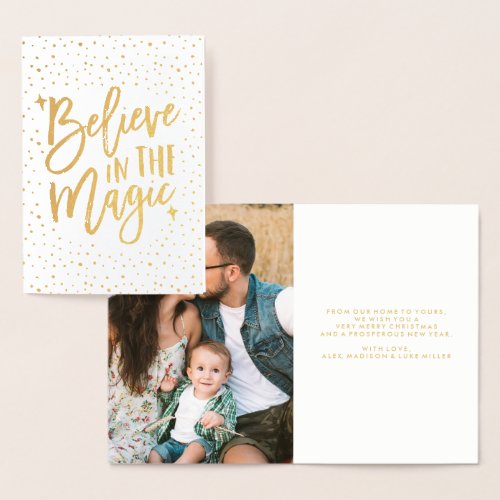 Believe In The Magic  Foil Holiday Photo Card