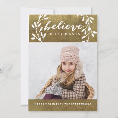 Believe in the Magic  Gold Holiday Card